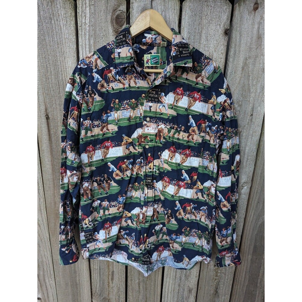 Johnny Cotton Shirt All Over Football Print Button Down Long Sleeve NFL